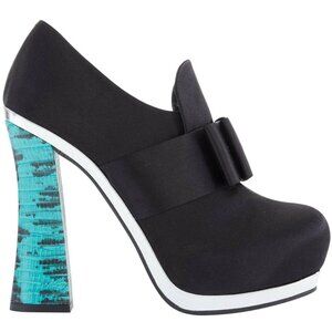 Archival MIU MIU Runway 2012 Club Shoes Bow Front Platform Booties 37.5 7.5 VTG